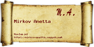 Mirkov Anetta névjegykártya